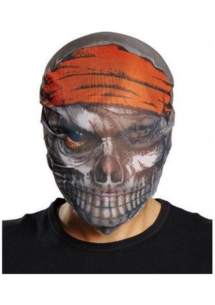Kafaya Tam Geçmeli Bez Korsan Maskesi - Streç Korku Maskesi - 3D Baskılı Maske Model 4 (Lisinya) - 81936-1453