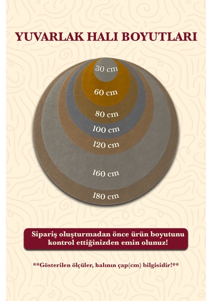 Bambu Yuvarlak Halı Kaymaz Pamuk Taban - KYH131