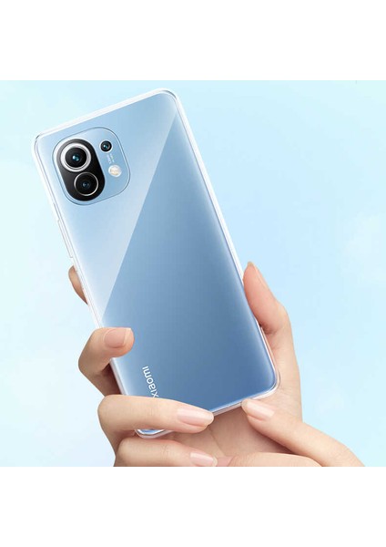 Xiaomi Mi 11 Lite Kılıf Kamera Korumalı Süper Silikon Kapak-Renksiz
