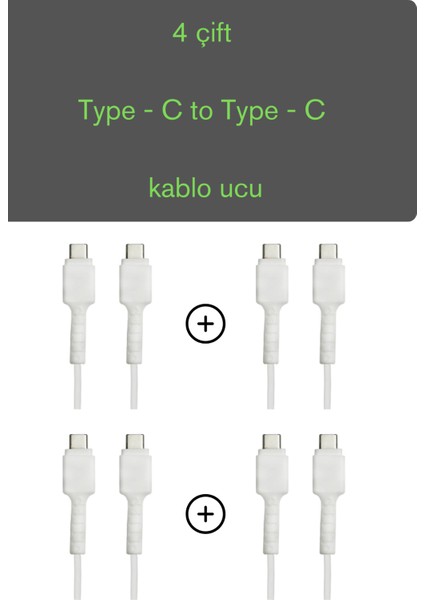 4 Çift Type-C to Type-C Şarj Kablo Ucu Koruyucu