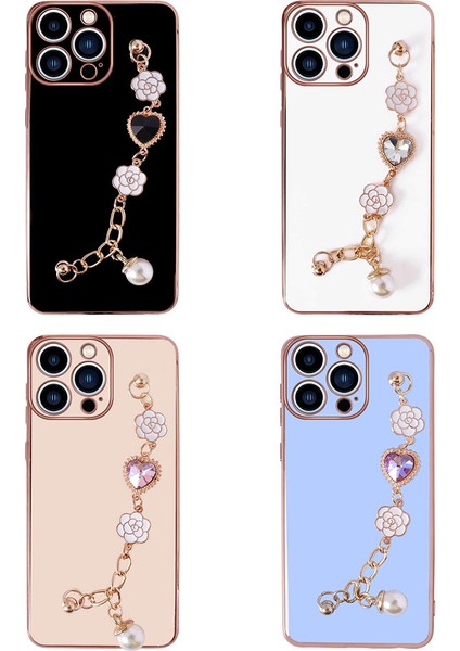 Apple iPhone 14 Pro Max Kılıf El Tutamaçlı Kamera Korumalı Taka Silikon Kapak-Pembe