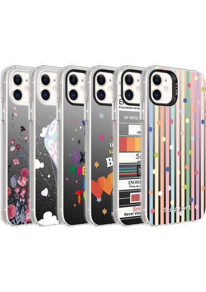 Apple iPhone 12 Kılıf Desenli Silver Sert Kapak-Çiçek