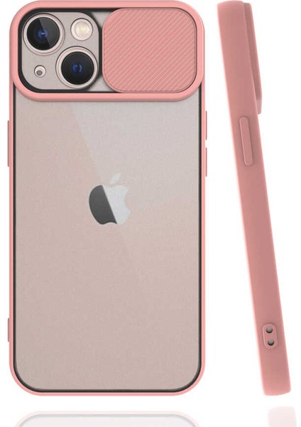 iPhone 13 Mini Kılıf Tknr Lensi Kapak-Pembe Açık