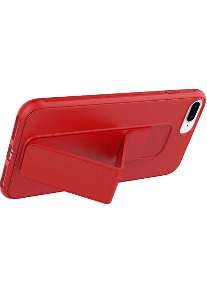 Apple iPhone 8 Plus Kılıf Qstand Kapak-Siyah