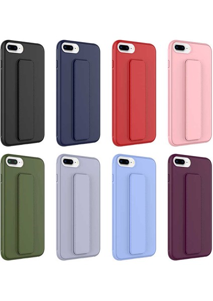 Apple iPhone 8 Plus Kılıf Qstand Kapak-Siyah