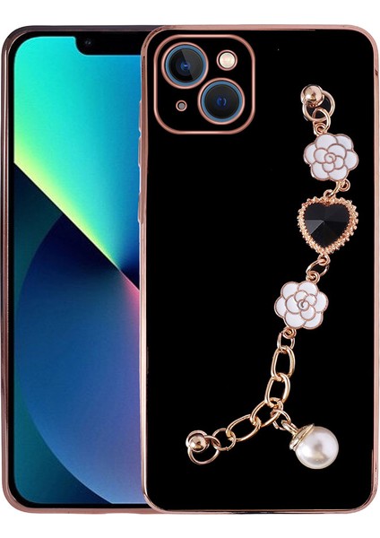 Apple iPhone 14 Plus Uyumlu El Tutamaçlı Kamera Korumalı Taka Silikon Kapak-Pembe