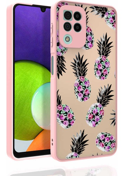 Samsung Galaxy M32 Kılıf Desenli Kamera Korumalı Parlak Nora Kapak-No1