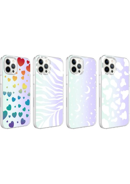 iPhone 12 Pro Max Kılıf Tknr M-Blue Desenli Kapak-Moon No4