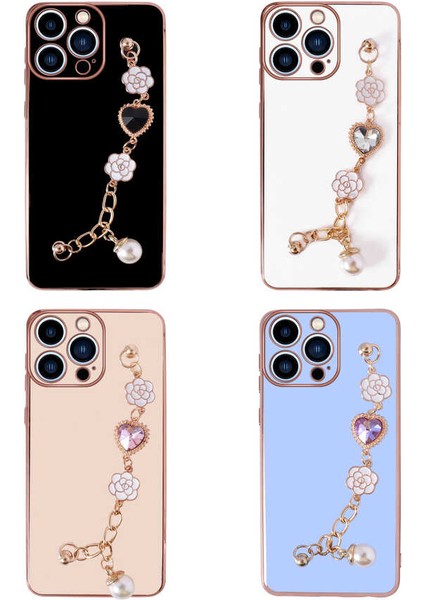 Apple iPhone 13 Pro Max Kılıf El Tutamaçlı Kamera Korumalı Taka Silikon Kapak-Pembe