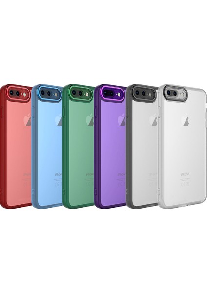 Apple iPhone 8 Plus Uyumlu Kamera Korumalı Transparan Post Kapak-Mavi