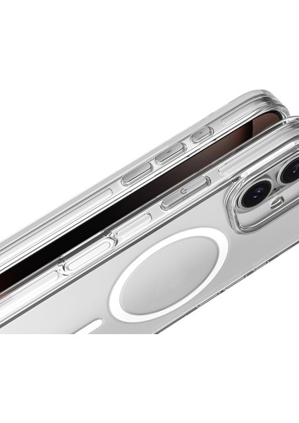 Apple iPhone 16 Kılıf Magsafe Şarj Özellikli Kamera Korumalı Kripto Kapak-Şeffaf