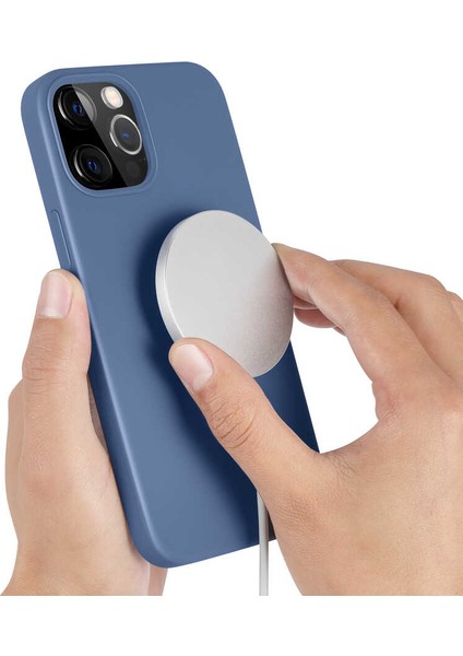 iPhone 12 Pro Max Uyumlu Tknr Silksafe Wireless Kapak-Pembe Açık