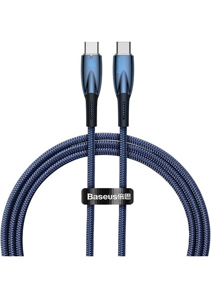 Glimmer Series 100W 100 cm Pd Type-C Şarj Kablosu Mavi