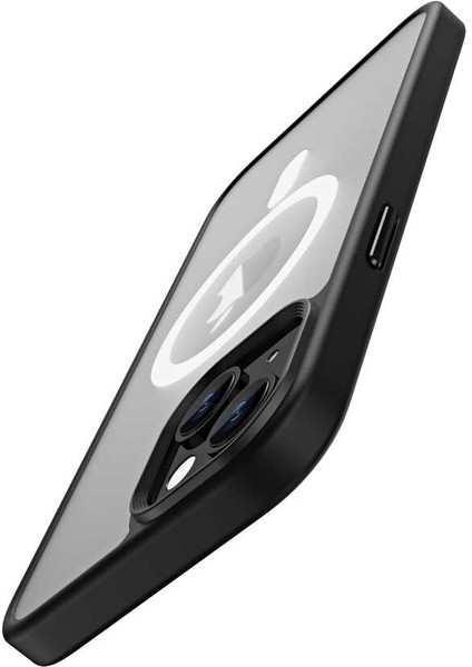 Apple iPhone 14 Plus Kılıf Wireless Şarj Özellikli Hibrit Magsafe Kapak-Gri