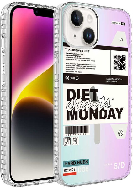 Apple iPhone 14 Plus Kılıf Airbag Kenarlı Renkli Desenli Silikon Elegans Kapak-No5