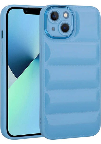 Apple iPhone 14 Plus Kılıf Kamera Korumalı Parlak Airbag'li Galya Kapak-Mavi