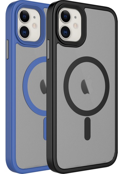 Apple iPhone 11 Kılıf Mat Arka Yüzey Wireless Şarj Özellikli Tknr Flet Magsafe Kapak-Derin Mor