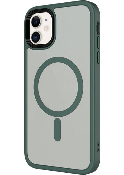 Apple iPhone 11 Kılıf Mat Arka Yüzey Wireless Şarj Özellikli Tknr Flet Magsafe Kapak-Derin Mor