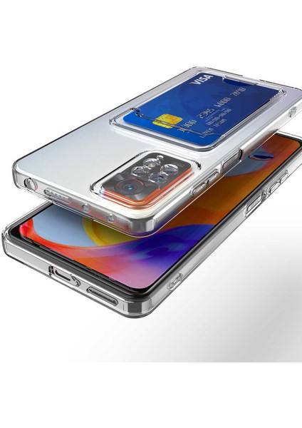 Xiaomi Redmi Note 11 Global Kılıf Kartlıklı Şeffaf Setra Clear Silikon Kapak-Renksiz