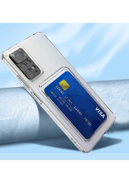 Xiaomi Redmi Note 11 Global Kılıf Kartlıklı Şeffaf Setra Clear Silikon Kapak-Renksiz