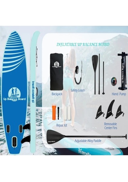 Stand Up Paddle Board Şişme Sup Sörf Tahtası Board 310x76x15 Cm Mavi