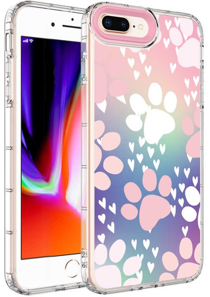 Apple iPhone 8 Plus Kılıf Kamera Korumalı Renkli Desenli Sert Silikon Korn Kapak-No7