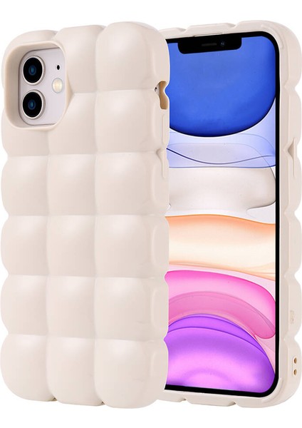 Apple iPhone 11 Kılıf Parlak Esnek Silikon Dom Dom Kapak-Beyaz