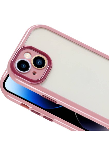 Apple iPhone 14 Kılıf Kamera Korumalı Renkli Kenar ve Çerçeve Tasarımlı Vitamin Kapak-Siyah