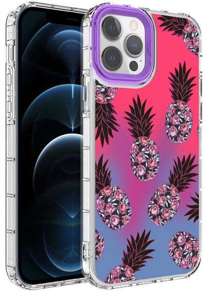 Apple iPhone 12 Pro Max Kılıf Kamera Korumalı Renkli Desenli Sert Silikon Korn Kapak-No6
