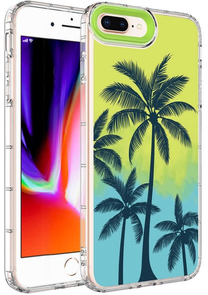 Apple iPhone 8 Plus Kılıf Kamera Korumalı Renkli Desenli Sert Silikon Korn Kapak-No8