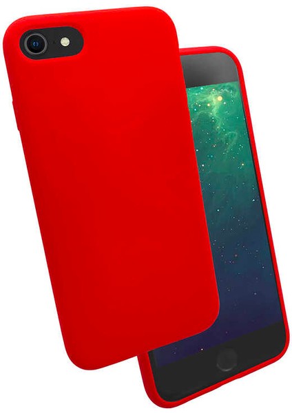 Apple iPhone Se 2022 Uyumlu Silk Silikon-Kırmızı