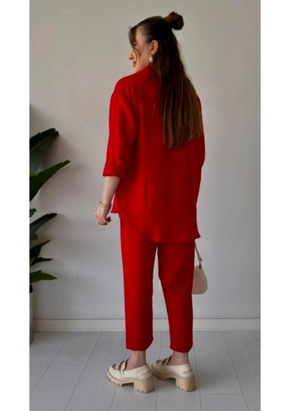 Gömlek Yaka Keten Ikili Takım Alt Üst modelleri