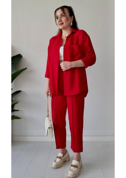 Gömlek Yaka Keten Ikili Takım Alt Üst fırsatları