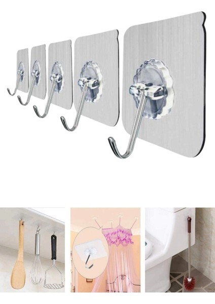 5li Setsüper Güçlü Yapışkanlı Suya Dayanıklı Şeffaf Askı Yeniden Kullanılabilir Kancalar fiyatları