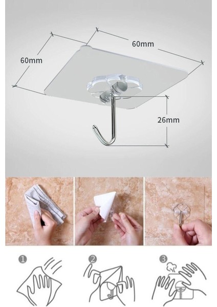 5li Setsüper Güçlü Yapışkanlı Suya Dayanıklı Şeffaf Askı Yeniden Kullanılabilir Kancalar indirimleri