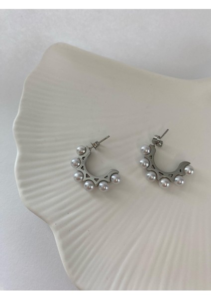 Halka Incili Çelik Silver Küpe fırsatları