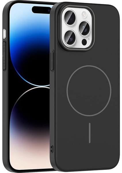Apple iPhone 14 Pro Max Kılıf Magsafe Şarj Özellikli Ruby Silikon Kapak - Gri