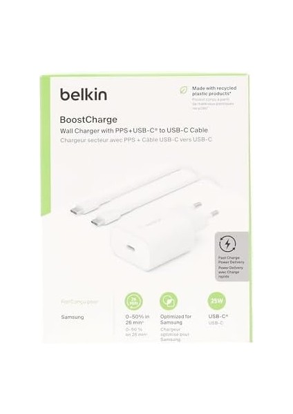 Boostcharge Pps ile 25W Duvar Şarj Cihazı (Usb-C Güç Dağıtımı, Iphone, Samsung, Galaxy Tab, iPad Vb. Için Hızlı Şarj, Usb-C - Usb-C Kablosu Dahil)
