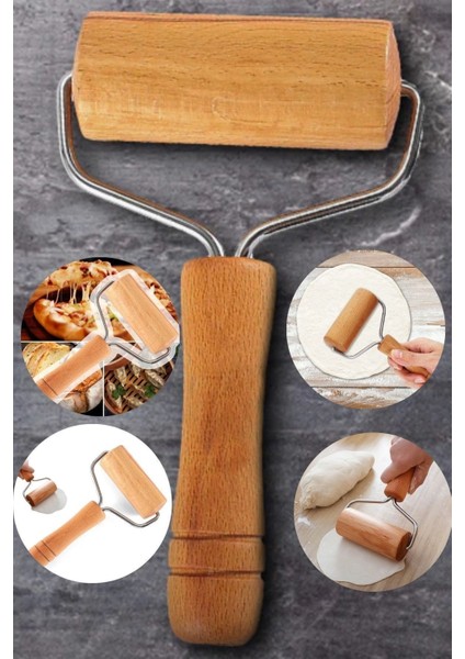 3 Lü Mutfak Seti Rulo Hamur Merdane - Hamur Metal Spatula- Pizza 2 Başlıklı