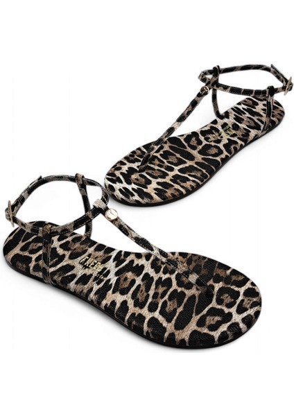 T8014 Leopar Desen Parmak Arası Kadın Sandalet modelleri