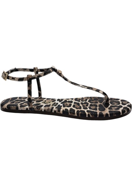 T8014 Leopar Desen Parmak Arası Kadın Sandalet fırsatları