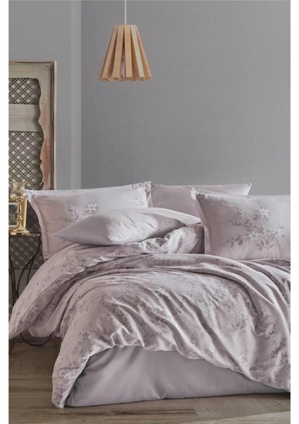Saten Çift Kişilik Nevresim Takımı Silva V1 Taş - 272647-1453