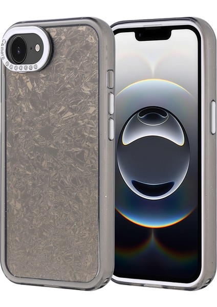 iPhone 16E Kılıf Taşlı Tasarımlı Ucy Kapi Kapak - Siyah