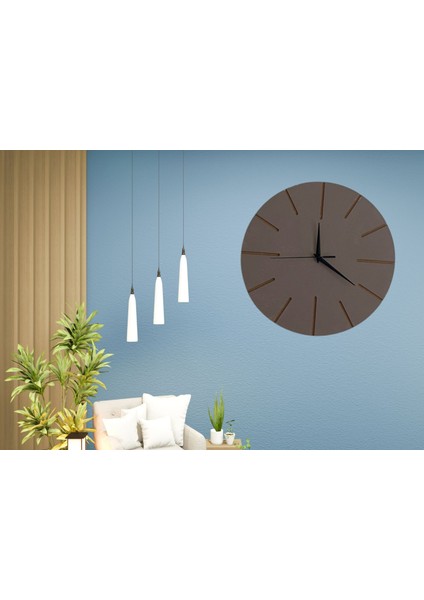 Ahşap Minimal Dekoratif Duvar Saati - 33 x 33 cm Vizon