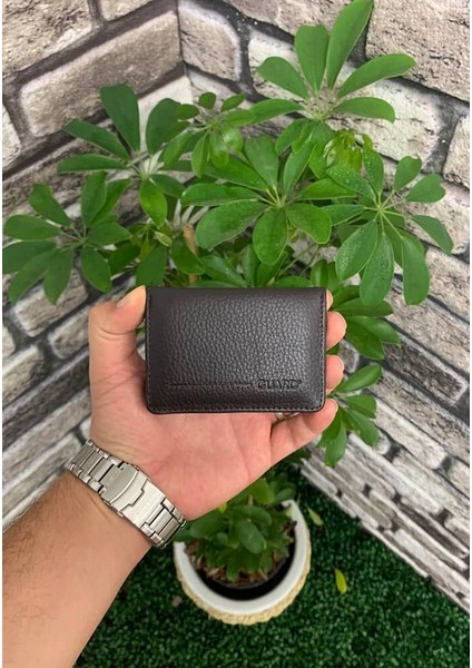 Hakiki Deri Mıknatıslı Küçük Boy Kahverengi Kartlık (T391)