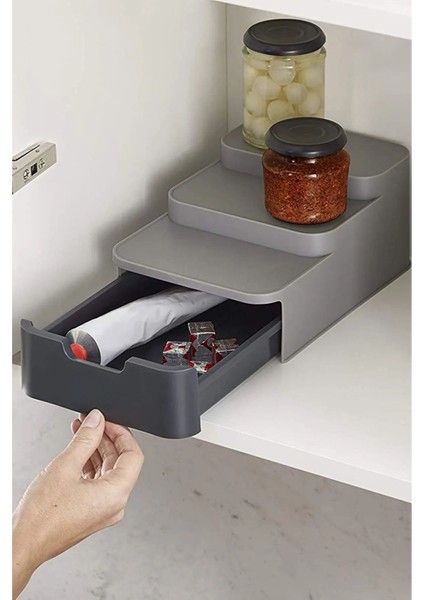 Kompakt Organizer - Antrasit, Çok Amaçlı Mutfak ve Dolap Düzenleyici