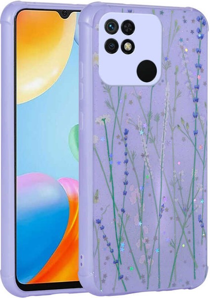 Xiaomi Poco C40 Kılıf Simli Desenli Kamera Korumalı Parlak Popy Kapak