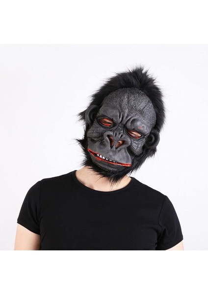 Lateks Goril Maskesi Maymun Maskesi Et Maskesi Orangutan Siyah Saçlı 1 No (Lisinya) - 420858-1453