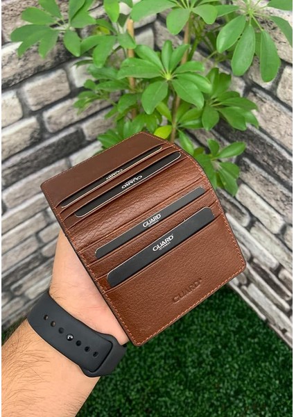 Derije Hakiki Deri Taba/Kahve Patlı Tasarım Unisex Kartlık (T428)