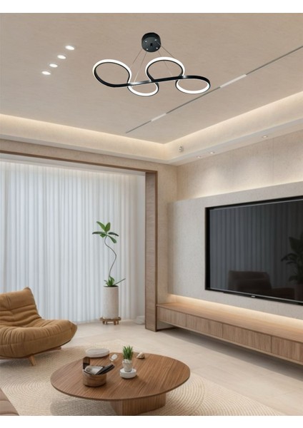 Modern Siyah Yılan Model Tek Renk LED Avize modelleri